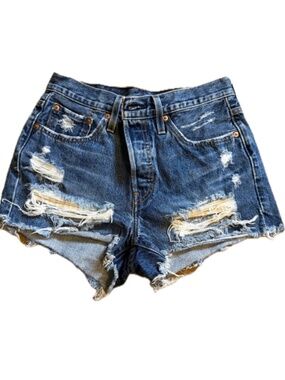 Levi’s Distressed Cutoff Denim Shorts Women’s Size 27 High Rise Jean Shorts